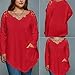 Goddessvan Plus Size Tops Blouse, Womens Lace Long Sleeve Casual T-shirt Top (4XL, Red)