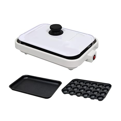 Amazon Co Jp たこ焼き器 2枚プレート 24穴 着脱式 蓋付き 家庭用