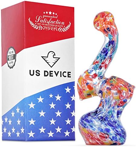 Multicolored Drops Bent Neck Glass 6 inch