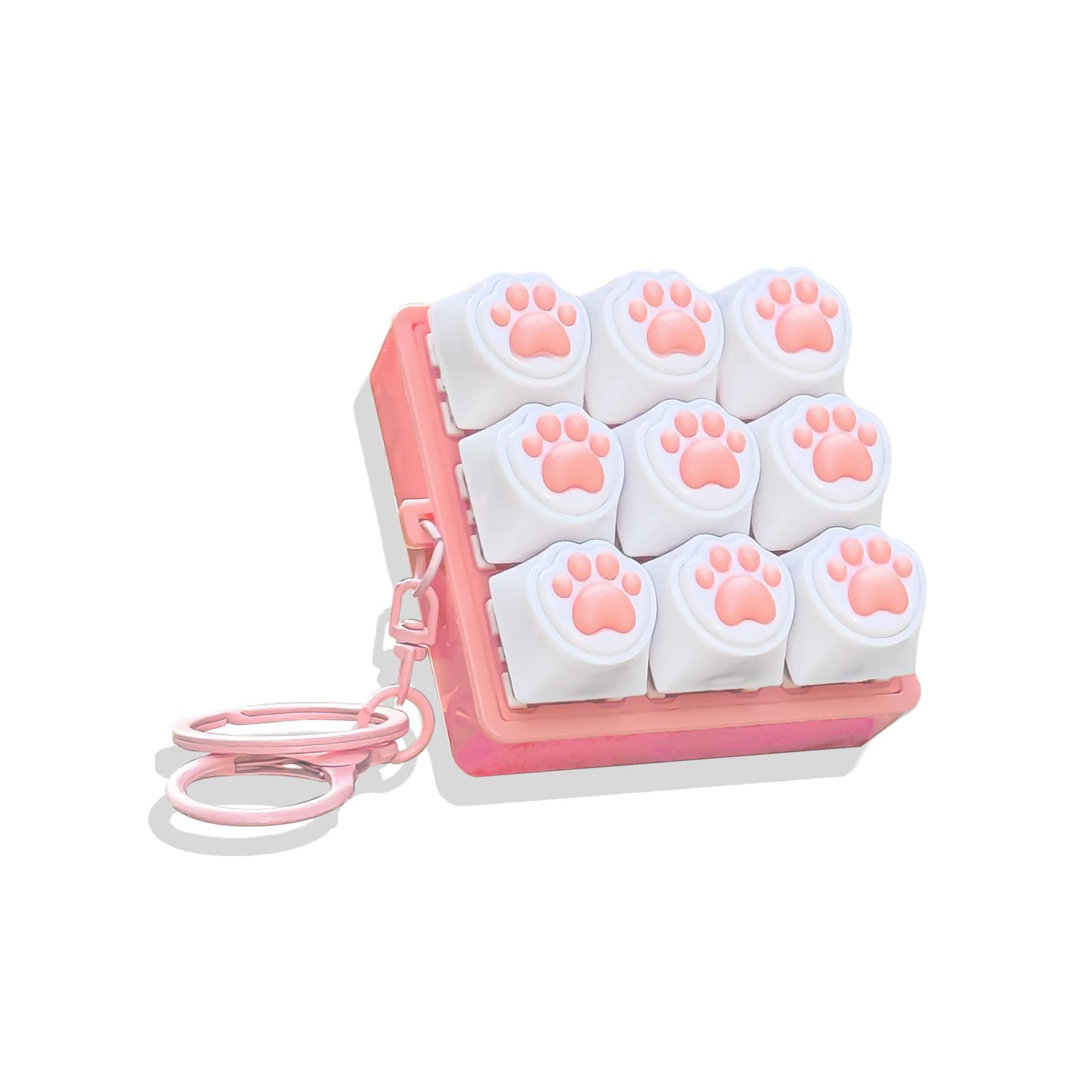 HYuMCCyhT Sound Keyboard Fidget Toy,Fidget Keyboard for Stress Relief, Sound Keyboard Fidget Clicker for Office, School, Travel, Anxiety Keyboard Keychain Gift (Pink Cat's paw)