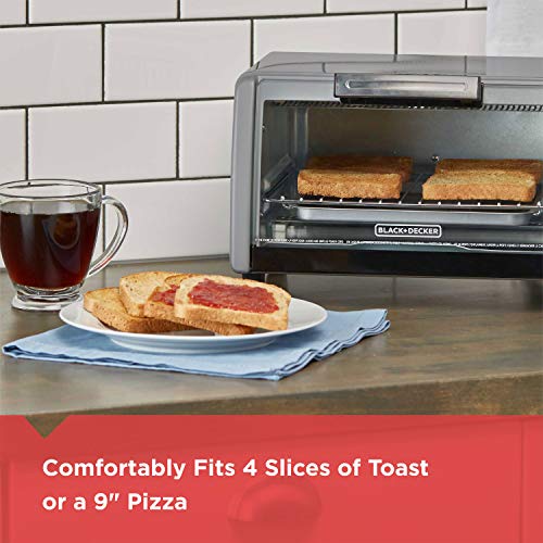 Black+Decker TOD1770G 4Slice Natural Convection Digital Toaster Oven, Silver, 15.3" x 9.8" x 7
