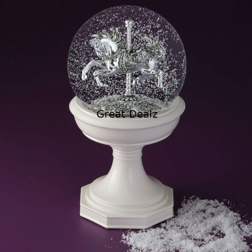 Water Snow Globe With Sliver Carousel Horse Blower