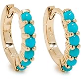 Zoe Chicco Women's 14k Turquoise Gemstones Huggies, 14k Yellow Gold/Turquoise, One Size