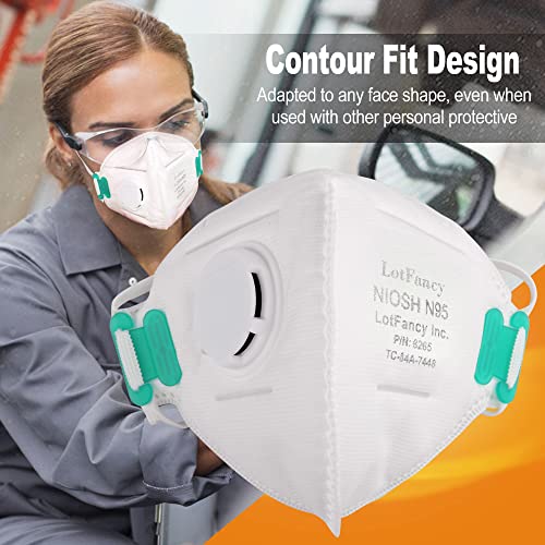 LotFancy NIOSH N95 Mask, 10PCS Particulate Respirator with Breathing