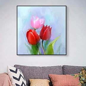 Floating Framed Canvas Wall Art for Living Room, Bedroom Vintage Flower Abstract Colorful Painting Canvas Prints for Home Decoration Ready to Hang - 16x16 inches