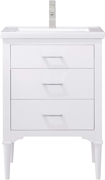 Luca Kitchen Bath Lc24dwp Austin 24 Bathroom Vanity Set In White Made With Hardwood And Integrated Porcelain Top Amazon Com
