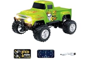 LynxPro 1/64 Scale Remote Control Alloy Mini Monster Truck, 2.4G 3-Speed Phone/RC Dual Control Off-Road Crawler with Shock Ab