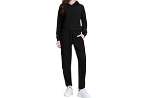 WIHOLL Two Piece Sets for Women Sweatsuit Hoodie and Sweatpants Sets Airport Fashion Outfits Tracksuit with Pocket