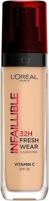 L'oréal paris, base de maquiagem líquida infaillible 32h fresh wear, para todos os tipos de pele, de longa duração, 30 ml