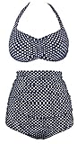 Angerella Women Vintage Polka Dot High Waisted Bathing Suit Bikini