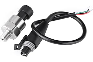 Kodrily 30PSI Pressure Transducer Sensor, 1/8-27 NPT Thread Stainless Steel Pressure Sensor 0.5-4.5V, Fuel Oil Pressure Transducer Sensor with Connector Harness for Gas, Water, Air