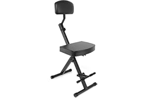 Pyle Drum Throne - Guitar Stool, Foldable & Portable Chair w/Backrest & Footrest, Adjustable Music Stool for Adults, Padded C