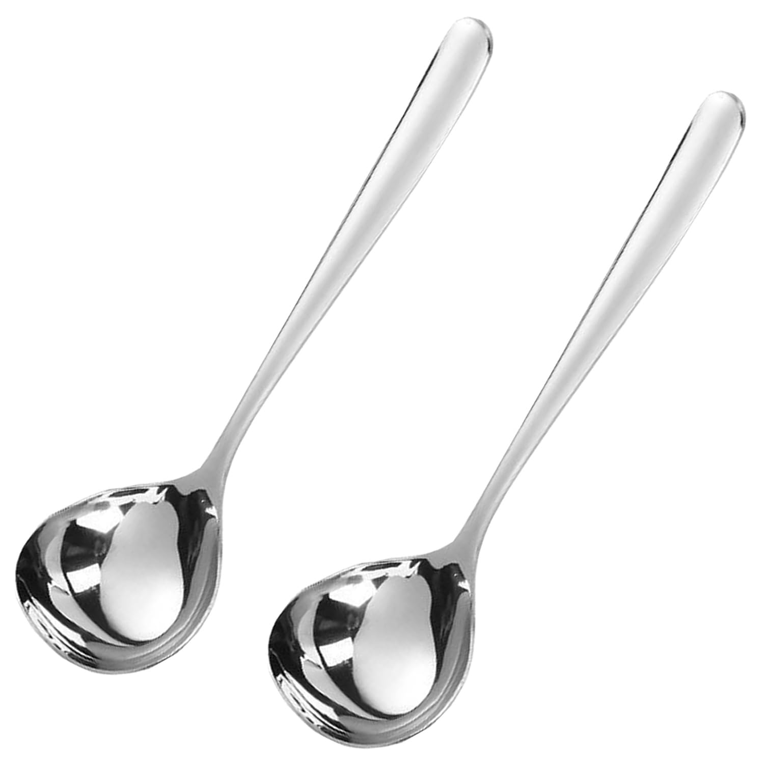 Taiyyi 2 Pack SUS304 Stainless Steel Fish Scale Pattern Soup Spoon, 20cm, Dishwasher Safe（Glossy, Fish Scale Finish） (Smooth)