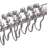 Wrenwane Stylish Shower Curtain Hooks, 100% Stainless Steel, Polished Chrome, Set of 12 Rings