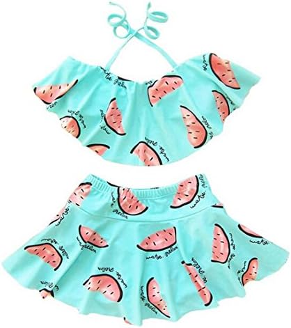 HLWLWOLFOYC Girls Summer Cartoon Watermelon Print Bikini Set Blue