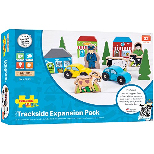 Bigjigs Rail Trackside Accessory Set - Wooden Train Set Accessories