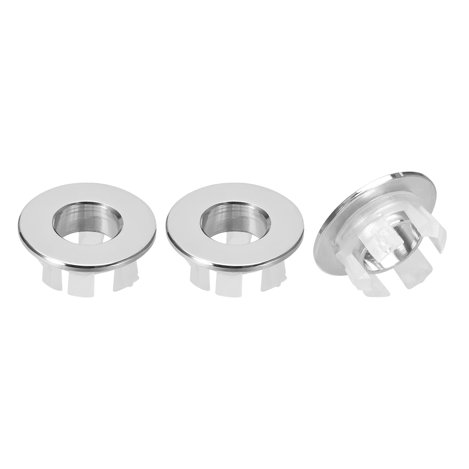 DTGN 30x13.5mm(DxT) Sink Overflow Cover - 3Pack - Good for Bathroom Kitchen Sink - Copper Basin Trim Insert in Hole Round Caps - Silver Tone