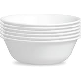 Corelle Vitrelle 6-Piece Soup/Cereal Bowl Set Triple Layer Glass and Chip Resistant, 18-Oz Lightweight Round Bowls, Winter Frost White