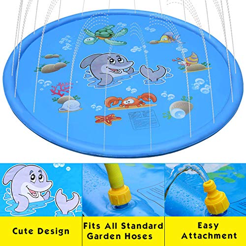 IAMGlobal 67" Sprinkle and Splash Play Mat, Inflatable Splash Pad, Sprinkler Pad, Outdoor Water Toys for Adults and Kids for Beach Garden (67 Inch)