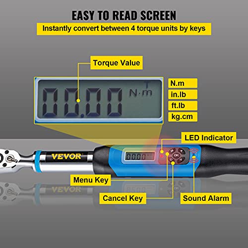 VEVOR Digital Torque Wrench, 3/8" Drive Electronic Torque Wrench