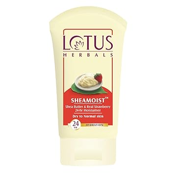 Lotus Herbal Shea Butter and Real Strawberry 24 Hour Moisturiser, 60g