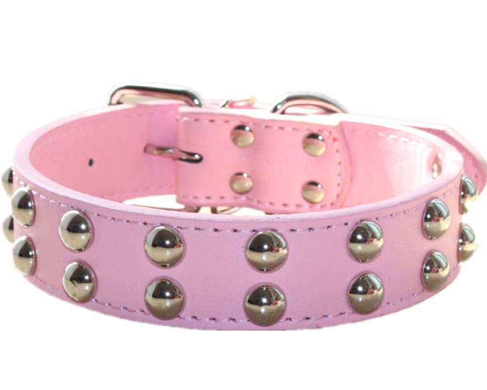 haoyueer 1.2 inch Wide Leather Dog Collar Spiked Studded Collar for Medium Large Breeds Pitbull Terrier (S, Pink)