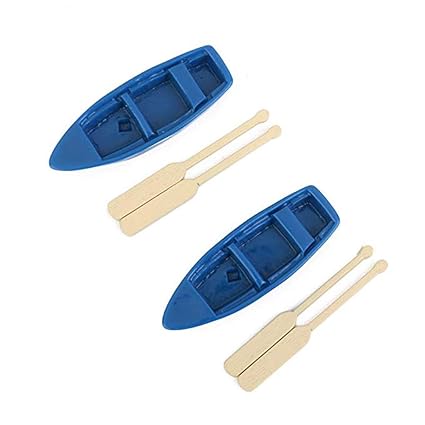 Rabott 2pcs Miniature Fairy Garden Blue Boat Oars Mini Decor Accessories Gardening Decoration Kit