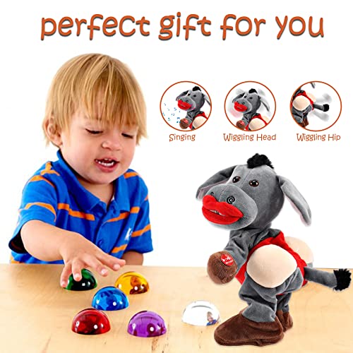 LUKETURE Singing Donkey Toy, Plush Donkey, Shaking Head and Wiggle Hip