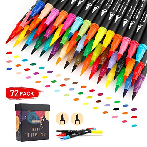 Download Shuttle Art 56 Colors Dual Tip Brush Pens Art Markers,Brush Tip with Fineliner 0.4 Markers Pen ...