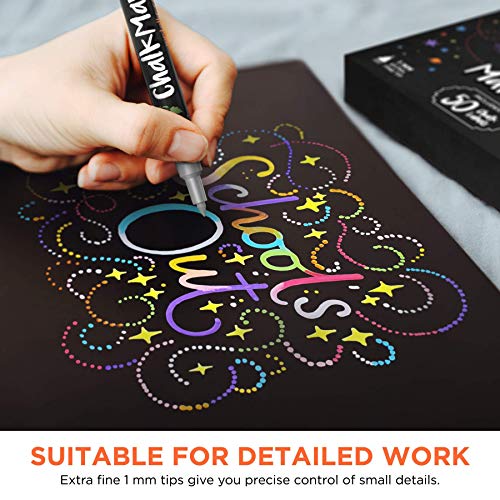 Extra Fine Tip Metallic Chalk Markers (10 Pack, 1mm) Liquid Chalk Pens