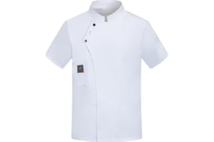 YJFZYYJJ Unisex Chef Coat Short Sleeve Chef Jacket,Breathable,Comfortable Button Closure - Kitchen,Restaurant,Hotel Uniform