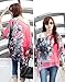 Lowpricenice Womens Batwing Dolman Sleeve Shirt Chiffon Flowers Tops Blouse (L, Hot pink)