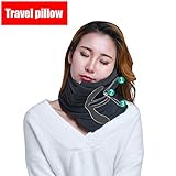 Travel Pillow ideal for airplane flight Easy to carry Soft Support Protect for Woman, Man and Children.(Black)