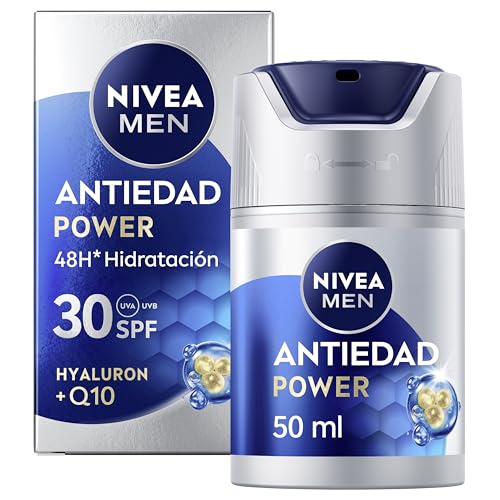 Hyaluron Crema Hidratante Antiedad FP30 50 ml - Cuidado Facial para Hombre - Ácido Hialurónico y Coenzima Q10 - Estimula la Producción de Colágeno - 48 h Hidratación - Todo Tipo de Piel