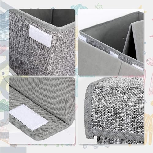 AMROAH 63x33x40cm Large Toy Box with Lid & Handle, Toy Storage Box Bins Collapsible Sturdy Organizer for Kids Girls Boys Nursery Baby Playroom Bathroom Living Room