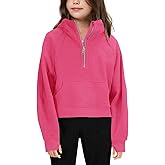 Girls' Hoodies Sweatshirts Half Zipper Pullover Crop Tops for Teen Girls Long Sleeve Sweater Thumb Hole