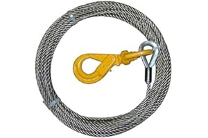 BA Products Secure Tow FCC-3775-SLH, Winch Cable, 3/8" x 75' Fiber Core with Self Locking Swivel Hook for Wrecker, Rollback, Tow Truck, Crane & More!