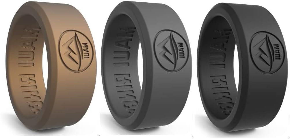 MAUI RINGS Silicone Wedding Ring for Men Solid Style Engagement Rings Silicone Wedding Band for Men Mens Ring Men Wedding Band Safe Ring for Athletes Sport Gym