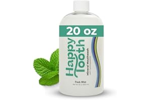 Happy Tooth Hydroxyapatite Mouthwash, Fluoride Free, Teeth Whitening, Remineralizing for Enamel Strength, Fresh Breath, Oral Microbiome Support, Dentist Formulated, Gentle Care, Fresh Mint, 20 Fl Oz