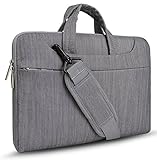 HSEOK Laptop Shoulder Bag Sleeve Briefcase, Denim Fabric Carry Case Cover for 12.9 iPad Pro / 13-13.3 Inch Laptop / Notebook Computer / MacBook Air / MacBook Pro, Gray