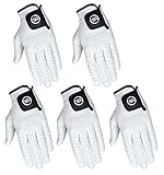 Pack of 5 Men White Cabretta Leather Golf Gloves Both Right and Left Hands
