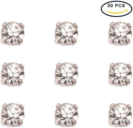 Pandahall 50pcs Grade B Platinum Tone Square Brass Crystal Rhinestone Montee Beads, 6.5x6.5x5mm, Hole: 1mm