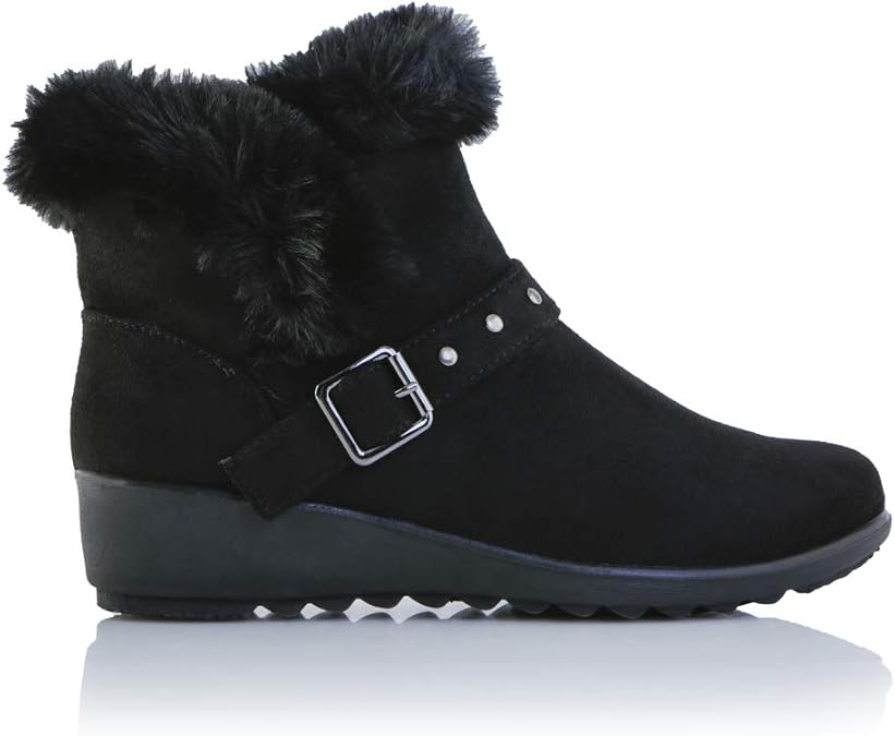 Cushion Walk Faux Fur Trim Suedette Ankle Boots Amazon.co.uk Shoes & Bags
