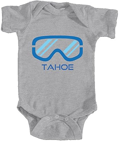 Tenn Street Goods Tahoe, California Snowboard &amp; Snow Ski Goggles - Unisex Infant Baby Onesie/Bodysuit (12MOS, Heather Grey)
