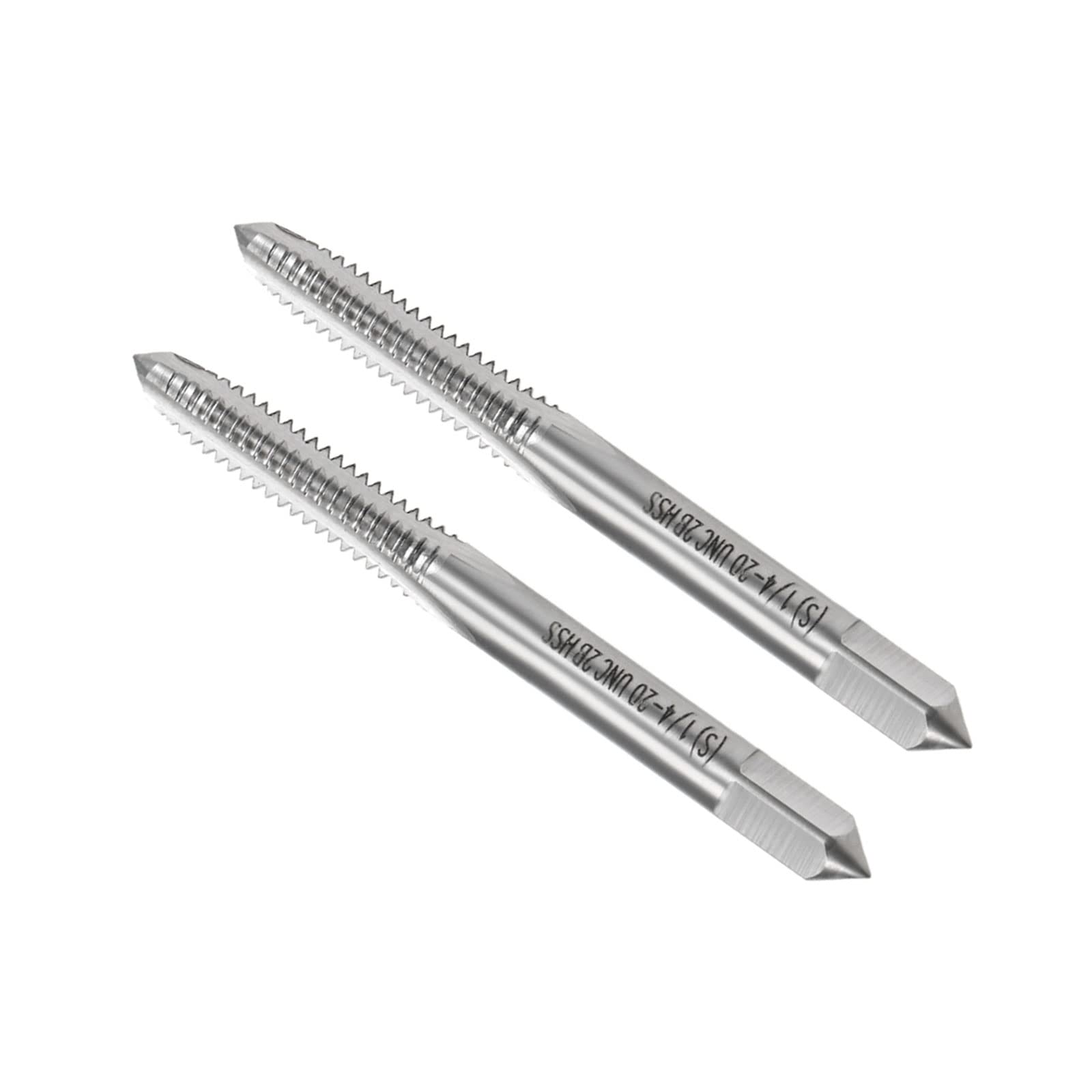 CoCud Thread Milling Taps, 1/4-20 UNC Thread 2B, High Speed Steel Machine 3 Straight Flutes Screw Threading Tool - (Applications: for Tapping Drilling Machine), 2-Pieces