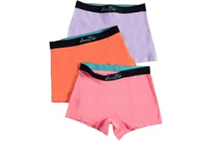 BOXETTES Girls' Boxer Briefs. 3-pack sampler Cotton, Modal and Nylon Mesh. Sensory-friendly. Full-coverage. Super soft. Tagless.
