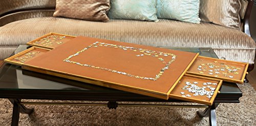 Docheer Wooden Jigsaw Puzzle Board With Four Sliding Drawers