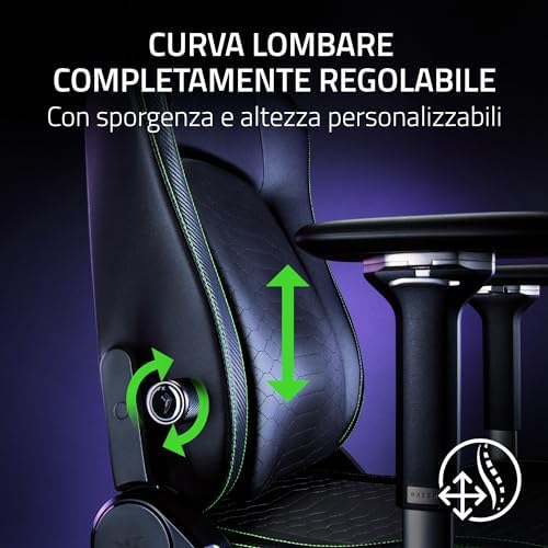 Iskur V2 - Sedia da gioco con supporto lombare adattivo (tessuto, cuscini in schiuma ad alta densità, braccioli 4D, curva lombare completamente regolabile) Tessuto