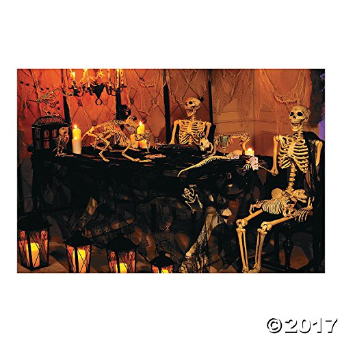 Haunted Skeleton Banquet Backdrop Banner (9 feet long) Halloween Party Decor