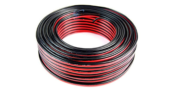 Black Speaker Wire with Red Stripe - 25 